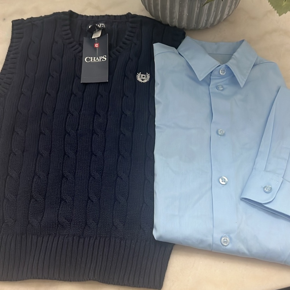 CHAPS boys NWT vest and Wonder Years long sleeved dress shirt both sz 7 NWT’s - Picture 3 of 7